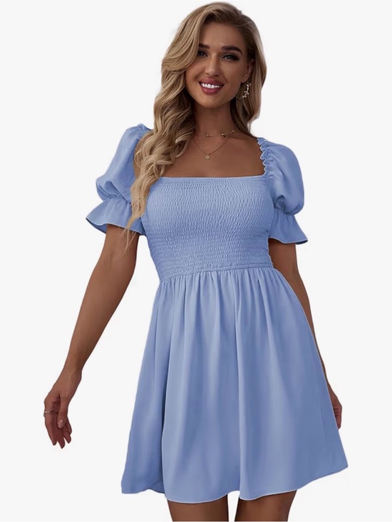 Dresses & Skirts - Elegant Light Blue Smocked Dress